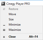 Cinegy Player top panel menu