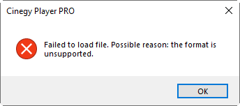 Unsupported file error message