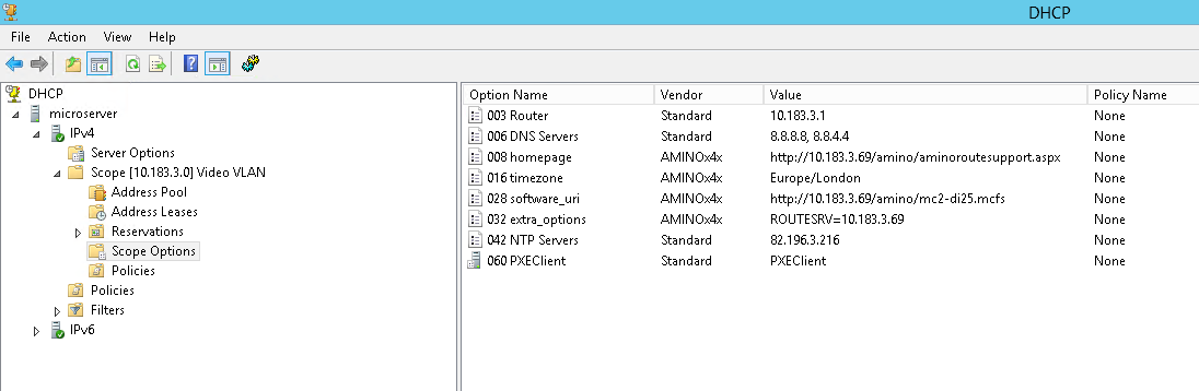 DHCP Options Screenshot 4