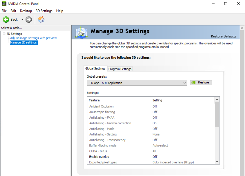 manage 3d settings nvidia for games