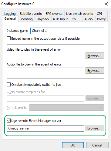 Remote Event Manager server