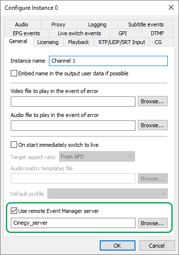 Remote Event Manager server