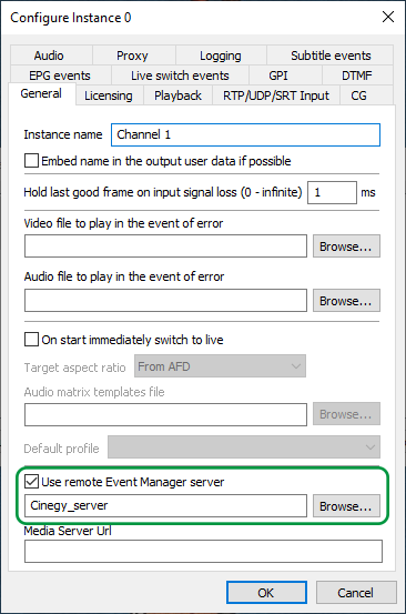 Remote Event Manager server
