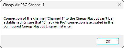 CinegyAir_connection_not_defined