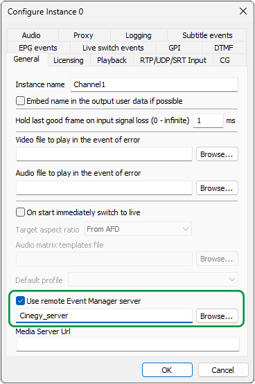 Remote Event Manager server