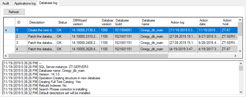 database log