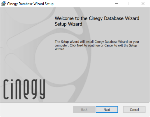 Cinegy Archive Database Wizard welcome