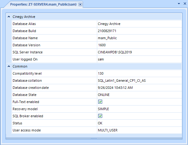 Media Archive Properties