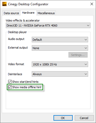 Show media offline