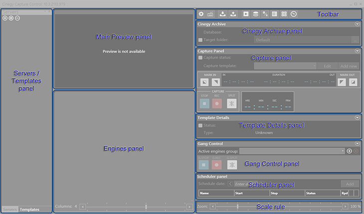 Cinegy Capture Client interface