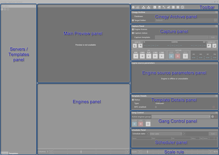 Cinegy Capture Client interface