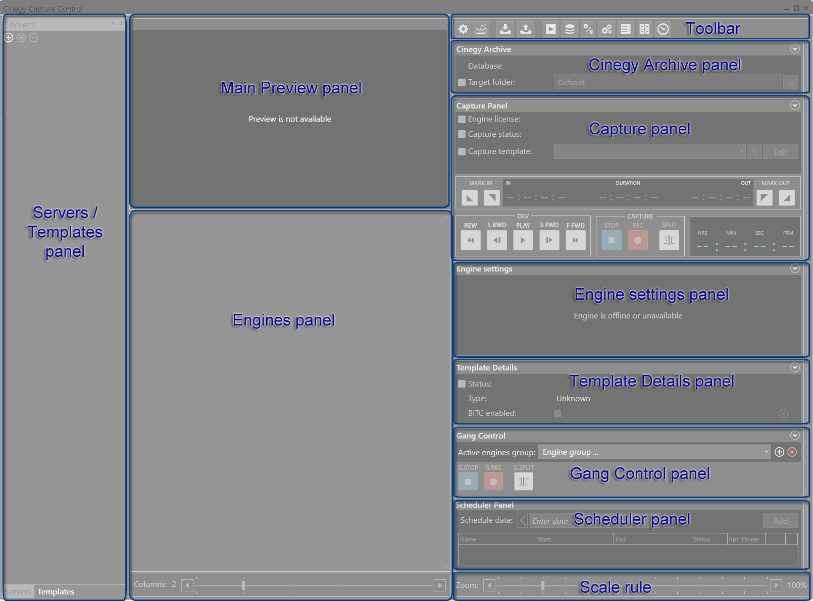 Cinegy Capture Client interface