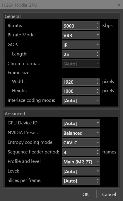 H264 NVidia GPU profile