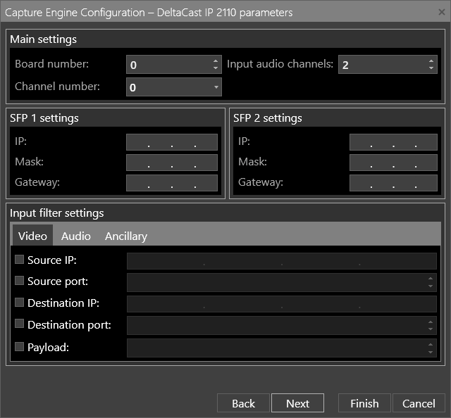 Deltacast IP 2110 parameters