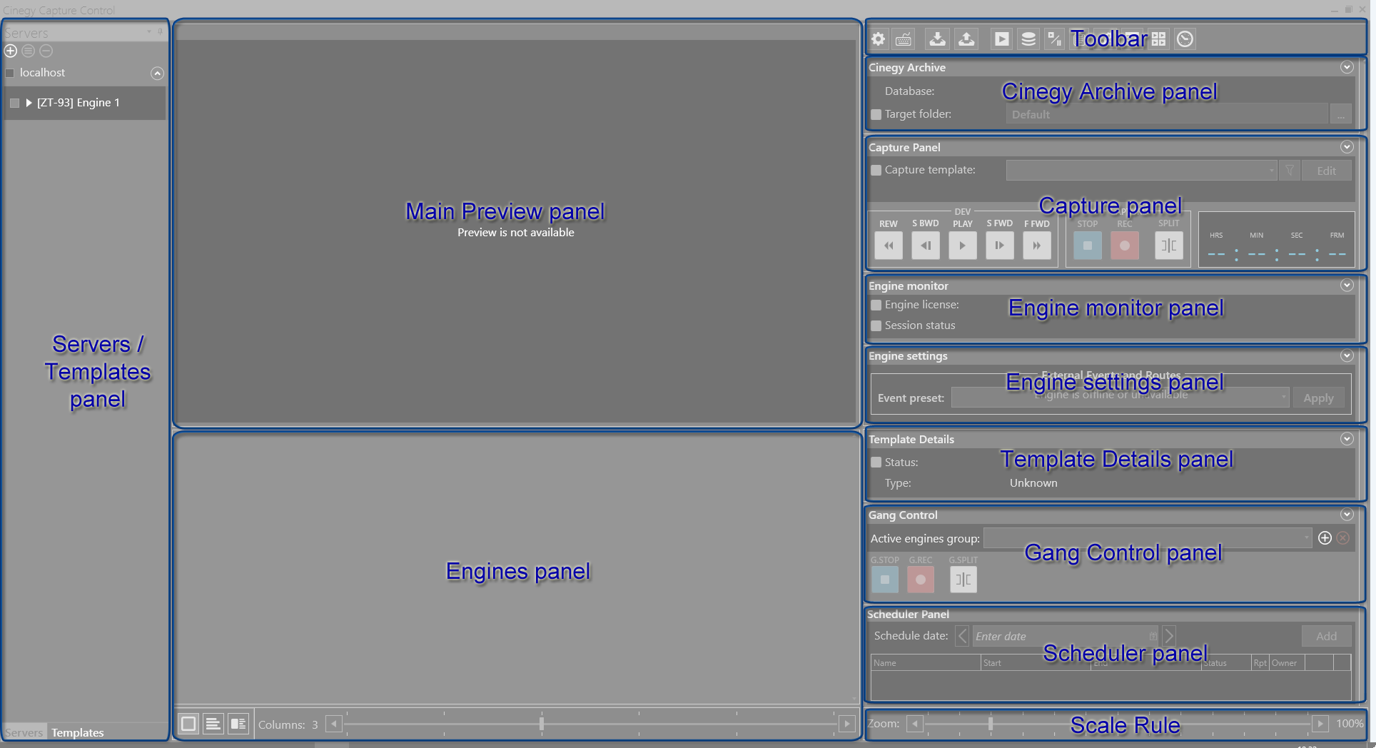 Cinegy Capture Client interface