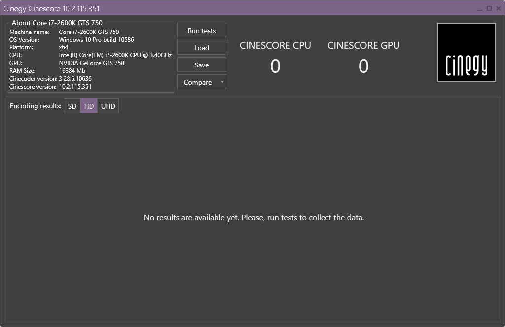 Cinescore main interface