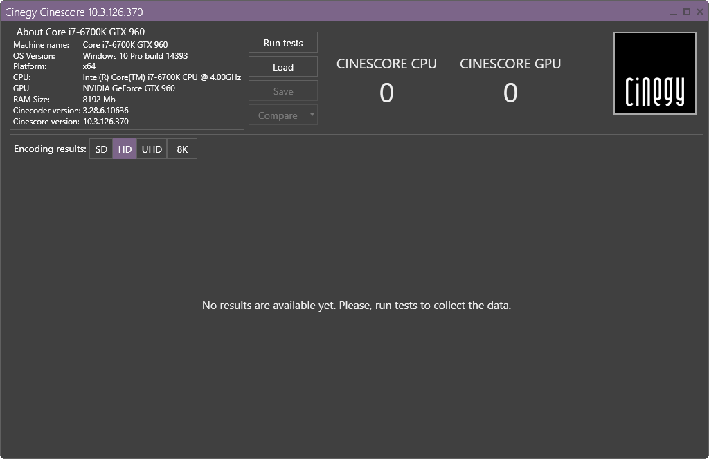 Cinescore main interface