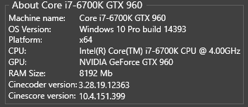 Cinescore About this computer
