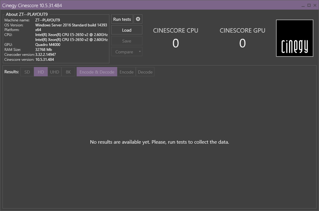 Cinescore main interface