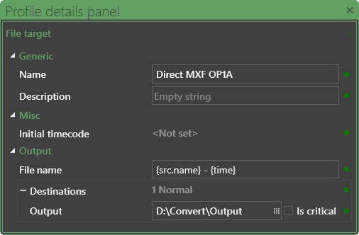 profile details panel