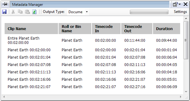 metadata manager window