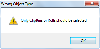 metadata manager_wrong object type
