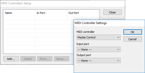 Midi controller setting