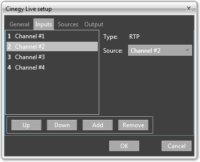 Inputs settings