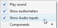 "Show audio inputs" command