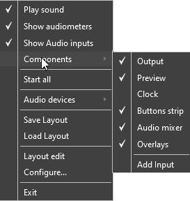 Components submenu