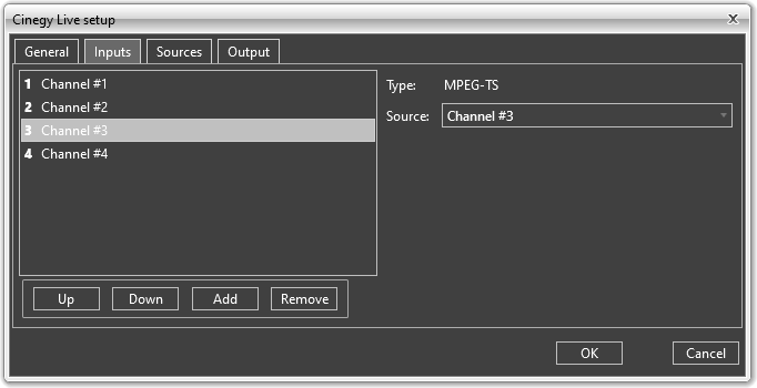 Inputs settings