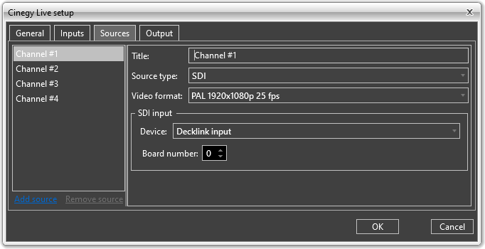 Source settings