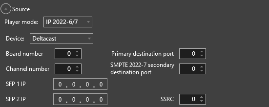 input source settings for Deltacast on IP 2022-6/7