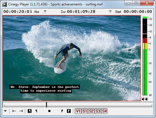 Closed caption in player