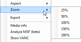 Zoom context menu