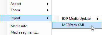 Export context menu