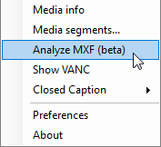 Analyze MXF (beta) option