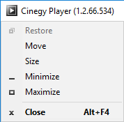 Cinegy Player top panel menu