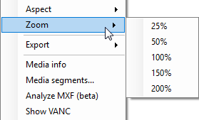 Zoom context menu