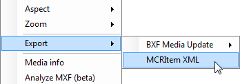 Export context menu