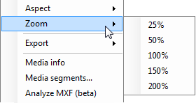 Zoom context menu