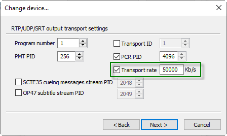 transport rate configuration