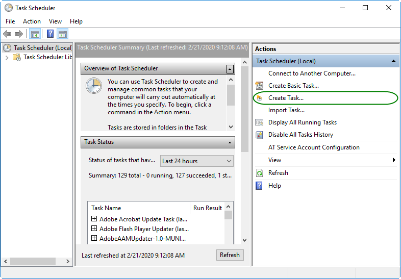 Task Scheduler create