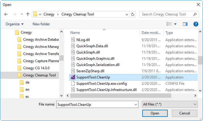 Open SupportTool.CleanUp.exe