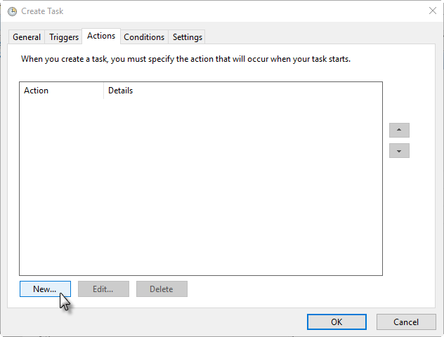 Task Scheduler new task